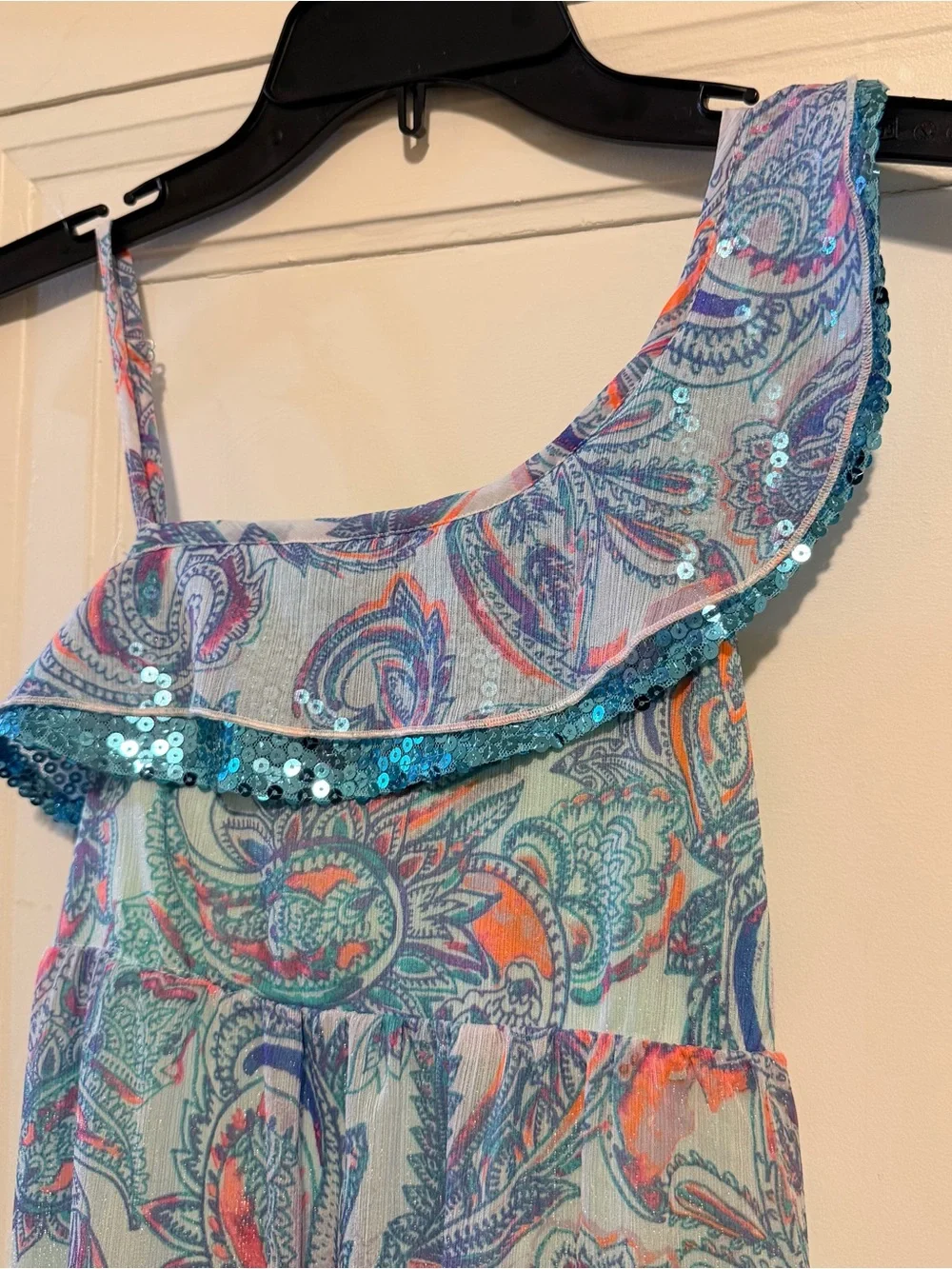 Justice Sequin Metallic Paisley Maxi Dress Girls Size 14 - NWOT